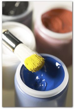 A Brush with Jars of Paint