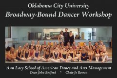 Participants in OCU Dance's Broadway Bound workshop pose for a group photo.